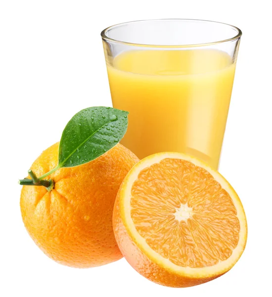 Orange juice with ripe orange — Stock Photo, Image