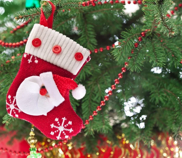 산타 클로스와 크리스마스 양말 — 스톡 사진