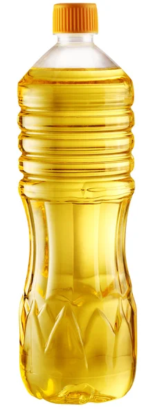 Koken olie in een plastic fles. — Stockfoto