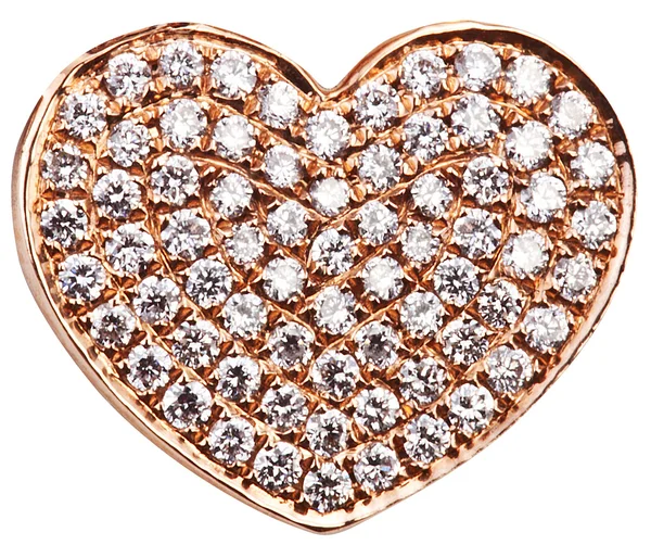 Coração na forma de diamantes em uma superfície dourada . — Fotografia de Stock