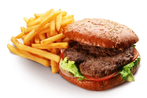 Hamburger and french fries. — Stock Photo, Image