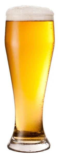 Frosty glass of light beer — Stock Photo, Image