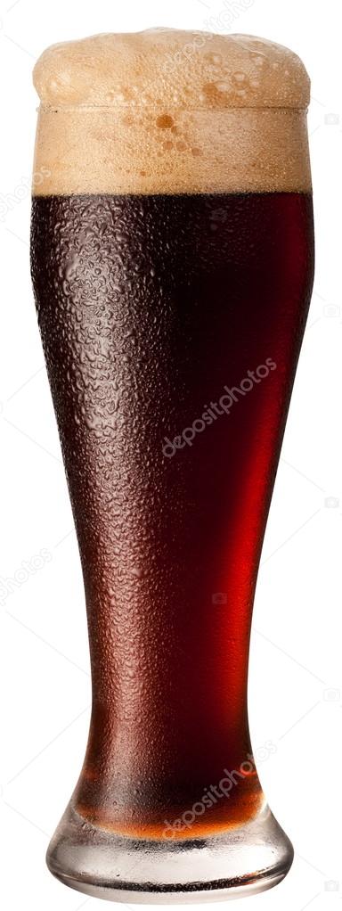 Frosty glass of black beer