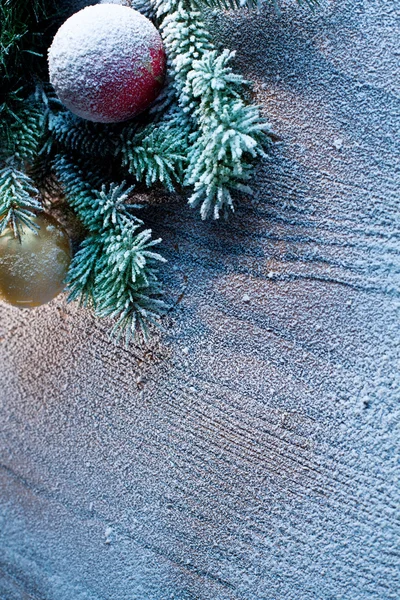 Christmas decoration with fir and baubles. — Stock Photo, Image