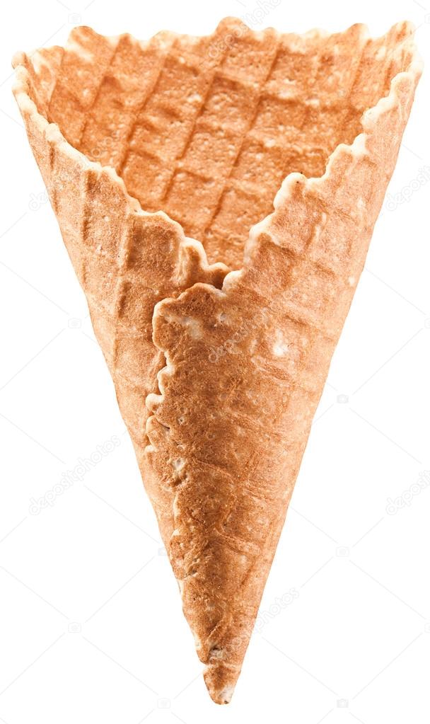 Empty ice-cream cone on a white background.