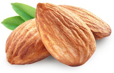 badem izole yaprakları ile.