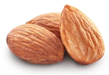 badem izole yaprakları ile.