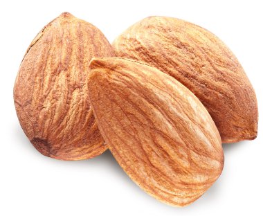 badem izole yaprakları ile.