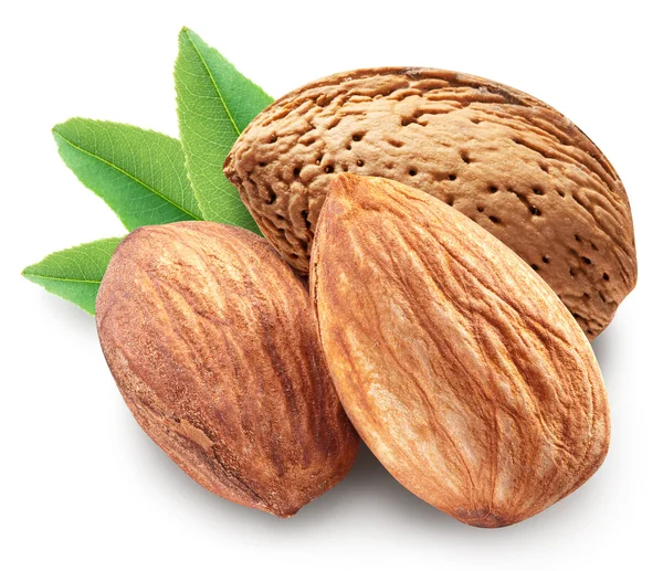 Amandes aux feuilles isolées . — Photo