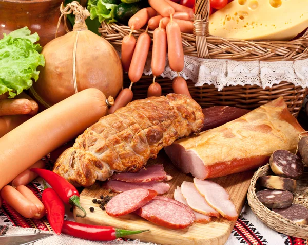 Variety of sausage products. — Stock Photo, Image