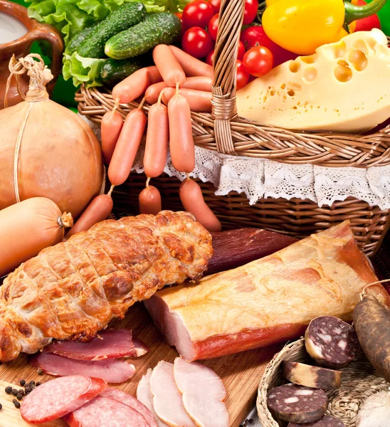 Varietà di prodotti per salsicce . — Foto Stock