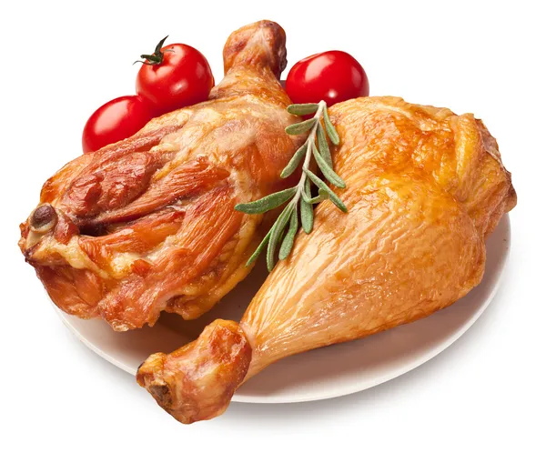 Smoked chicken with tomatoes. — Stock Photo, Image