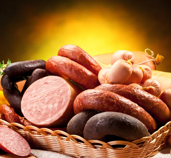 Variety of sausage products. — Stock Photo, Image