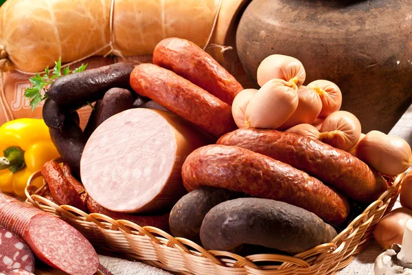 Variety of sausage products. — Stock Photo, Image