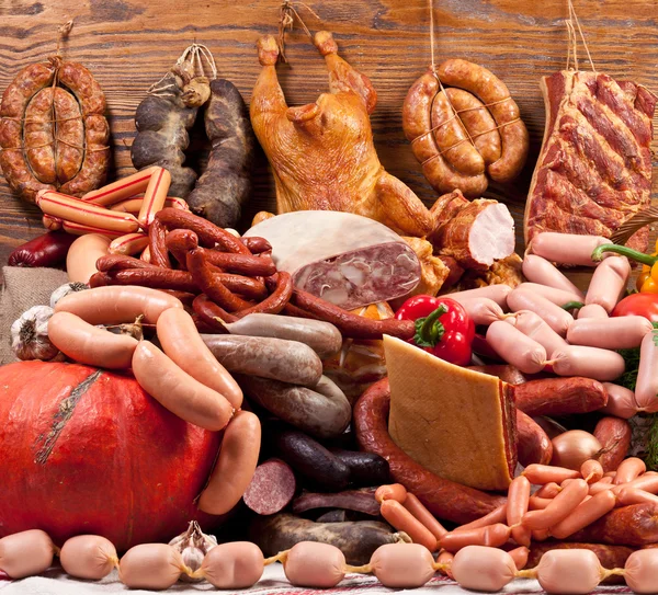 Variety of sausage products. — Stock Photo, Image