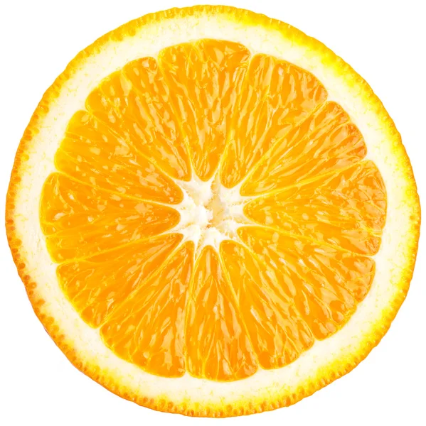 Fatia de laranja (metade) em um branco . — Fotografia de Stock