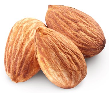 badem izole yaprakları ile.