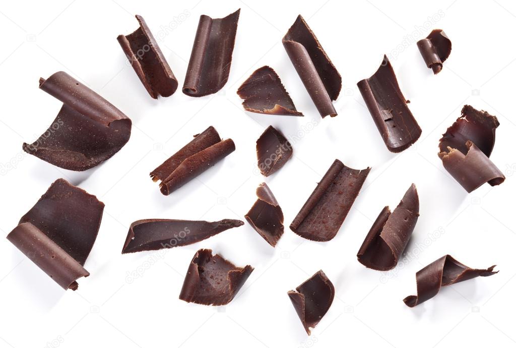 Chocolate chips isolated on a white background.