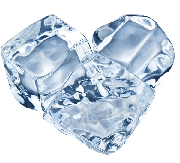 Three ice cubes on white background. — Stock Photo, Image