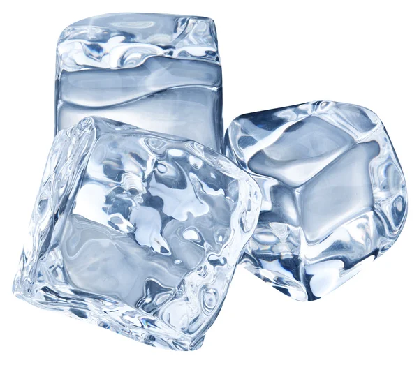 Three ice cubes on white background. — Stock Photo, Image