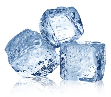 Three ice cubes on white background. clipart