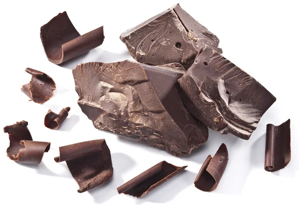 Chocolade blokken geïsoleerd op een witte achtergrond. — Stockfoto