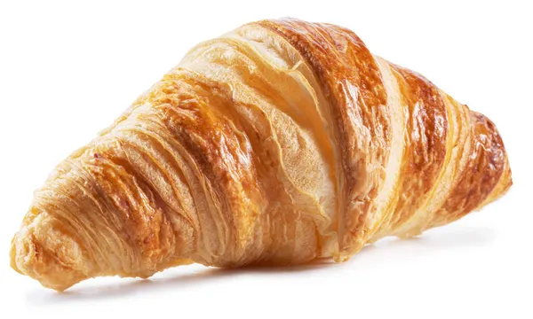 Ízletes Kérges Croissant Közelkép Fehér Alapon — Stock Fotó