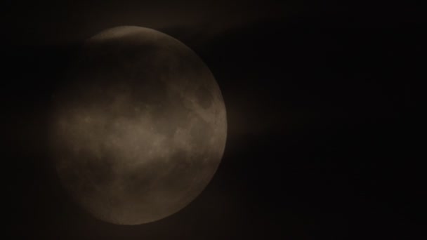 Fuldmåne Bevæger Sig Gennem Nattehimlen Ledsaget Små Skyer – Stock-video
