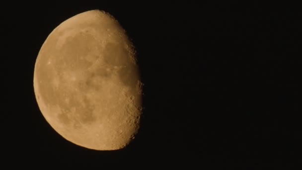 Onvolledige Maan Beweegt Langzaam Door Nachtelijke Hemel — Stockvideo