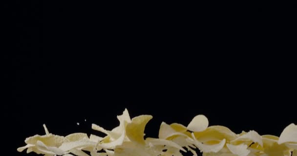 Natural Potato Chips Rise Fall Black Background Slow Motion 300 — Stock Video