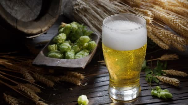 Flusso Birra Fresca Viene Versato Bicchiere Birra Artigianale Non Filtrata — Video Stock