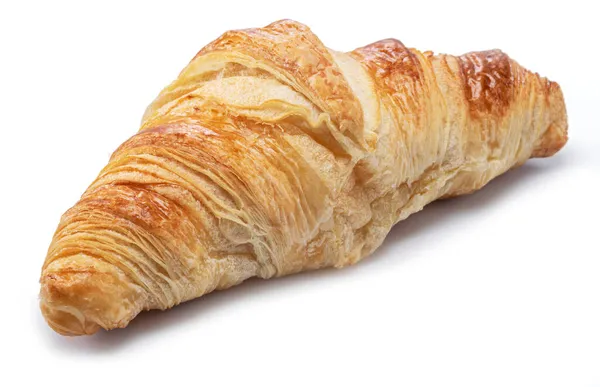 Croissant Croissant Saboroso Close Fundo Branco — Fotografia de Stock