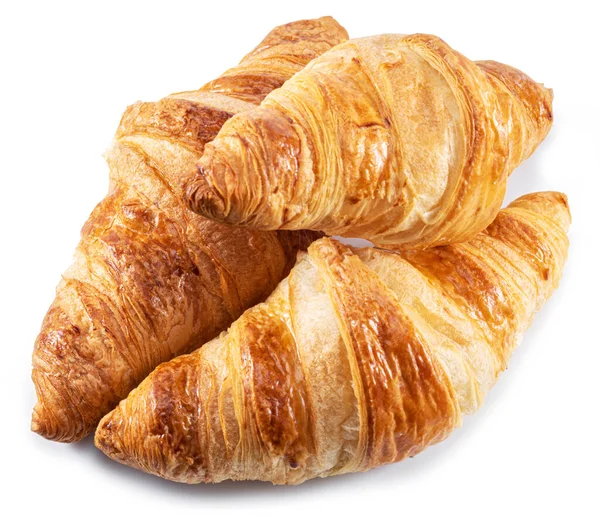 Croissants Crosty Saborosos Isolados Fundo Branco — Fotografia de Stock