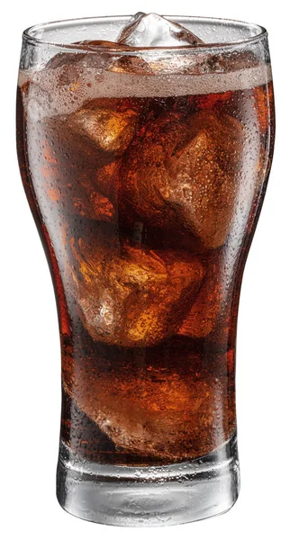 Kaltes Glas Cola Mit Eiswürfeln Isoliert Auf Weißem Hintergrund Datei — Stockfoto