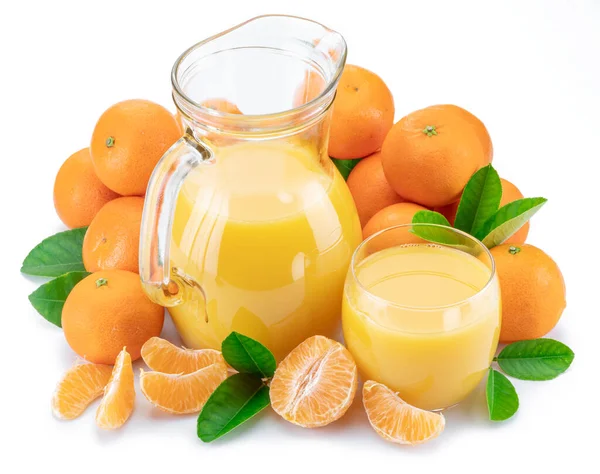 Frutas Mandarina Naranja Jugo Fresco Mandarina Aislado Sobre Fondo Blanco — Foto de Stock