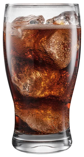 Vaso Bebida Cola Con Cubitos Hielo Aislados Sobre Fondo Blanco — Foto de Stock