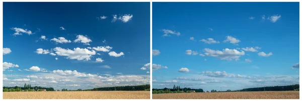 Wirkung Eines Polarisierenden Filters Auf Das Sommerliche Landschaftsbild — Stockfoto