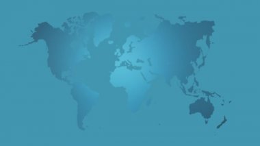 Mavi bir zemin üzerindeki kıtaların birleşimi yavaş yavaş donar ve dondurucu şekillerle kaplanır. Gezegenin ekoloji ve soğutma kavramı.