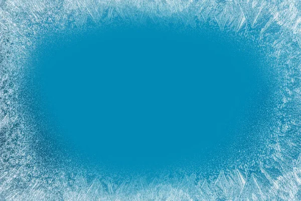 Морозы Замороженном Зимнем Окне Символ Рождественского Чуда Середине Окна Находится — стоковое фото