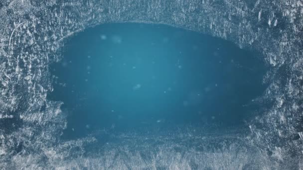 Donmuş Pencerenin Buz Desenleri Yavaş Yavaş Tüm Yüzeyini Kaplıyor Arka — Stok video