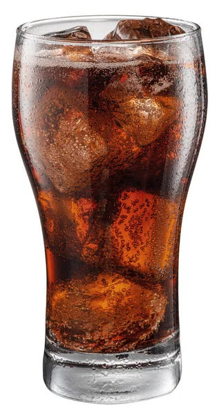 Vaso Frío Bebida Cola Con Cubitos Hielo Aislados Sobre Fondo — Foto de Stock