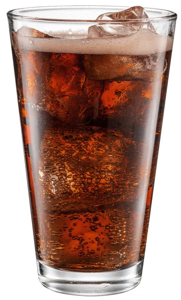 Ein Glas Cola Mit Eiswürfeln Isoliert Auf Weißem Hintergrund Datei — Stockfoto