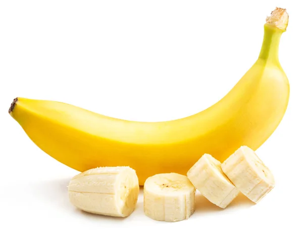 Yellow Banana Banana Slices Objects Isolated White Background — Stock Photo, Image