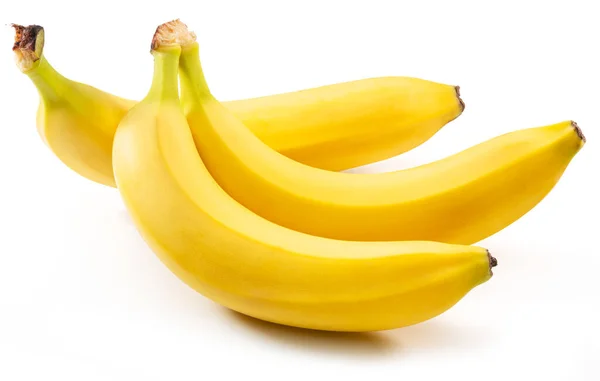 Three Perfect Ripe Yellow Bananas Isolated White Background — Stock Photo, Image