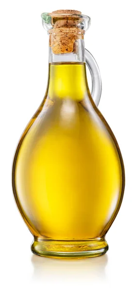 一壶橄榄油在白色背景上被分离出来 文件包含裁剪路径 — 图库照片