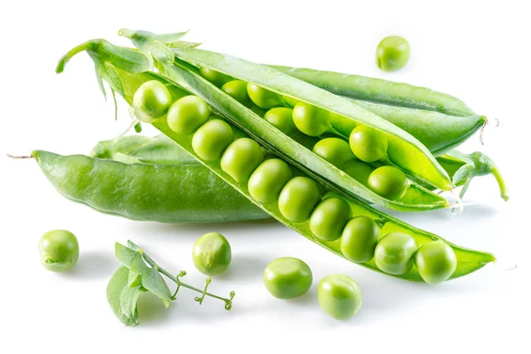 Guisantes Verdes Perfectos Vaina Aislados Sobre Fondo Blanco —  Fotos de Stock