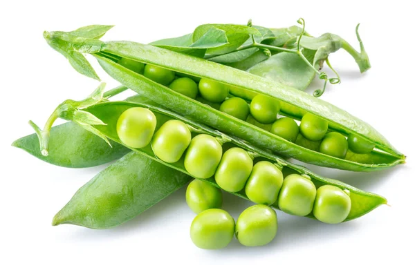 Guisantes Verdes Perfectos Vaina Aislados Sobre Fondo Blanco —  Fotos de Stock