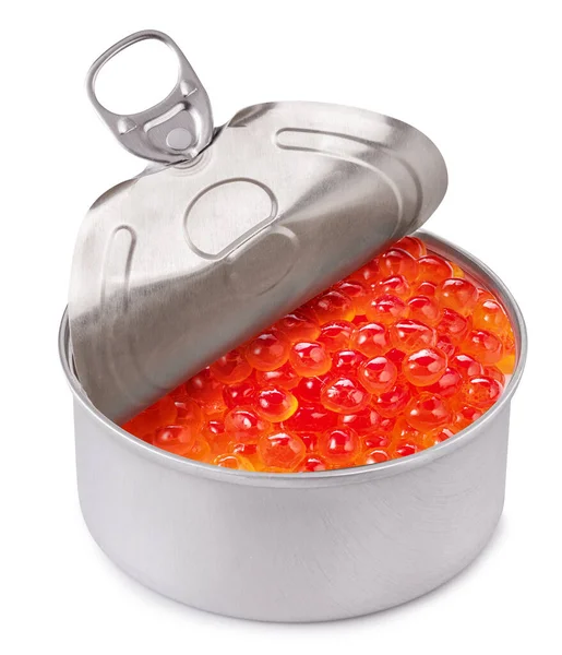 Tin Red Caviar White Background File Contains Clipping Path — Stock Photo, Image