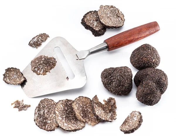 Black Edible Winter Truffle White Background Most Famous Trufflez — Foto Stock