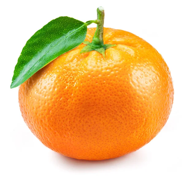 Ωριμότητα Tangerine Φρούτα Πράσινο Φύλλο Απομονώνονται Λευκό Φόντο Βιολογικά Μανταρίνια — Φωτογραφία Αρχείου